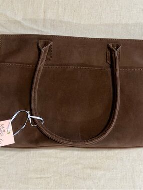 Chocolate Brown Suede Tote Bag - Women's Everyday Carryall